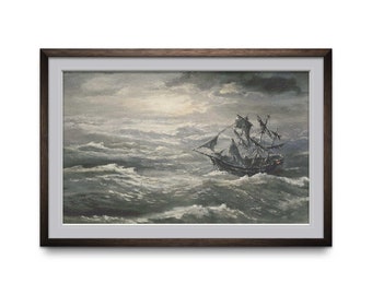 Ghost Ship Counted Cross Stitch Pattern – Full Coverage (Digital Download)