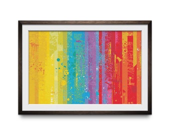Modèle de point de croix arc-en-ciel grunge - couleurs vives abstraites (téléchargement numérique)