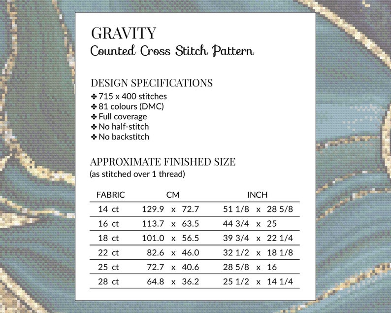 Gravity Modern Counted Cross Stitch Pattern. Full Coverage Moon XStitch Chart, PDF Digital Download, Pattern Keeper Compatible Design. image 4