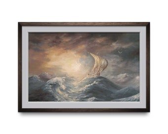 High Seas Ship Cross Stitch Pattern - Full Coverage, Pattern Keeper (Digital Download)