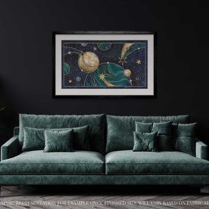 Gravity Modern Counted Cross Stitch Pattern. Full Coverage Moon XStitch Chart, PDF Digital Download, Pattern Keeper Compatible Design. image 3