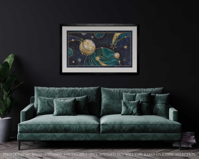 Gravity Modern Counted Cross Stitch Pattern. Full Coverage Moon XStitch Chart, PDF Digital Download, Pattern Keeper Compatible Design. image 3