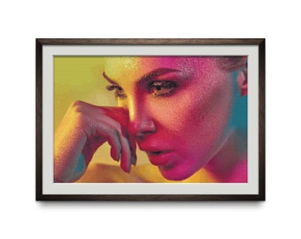 Reflections Cross Stitch Pattern - Rainbow Light Portrait (Digital Download)