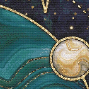 Gravity Modern Counted Cross Stitch Pattern. Full Coverage Moon XStitch Chart, PDF Digital Download, Pattern Keeper Compatible Design. image 2