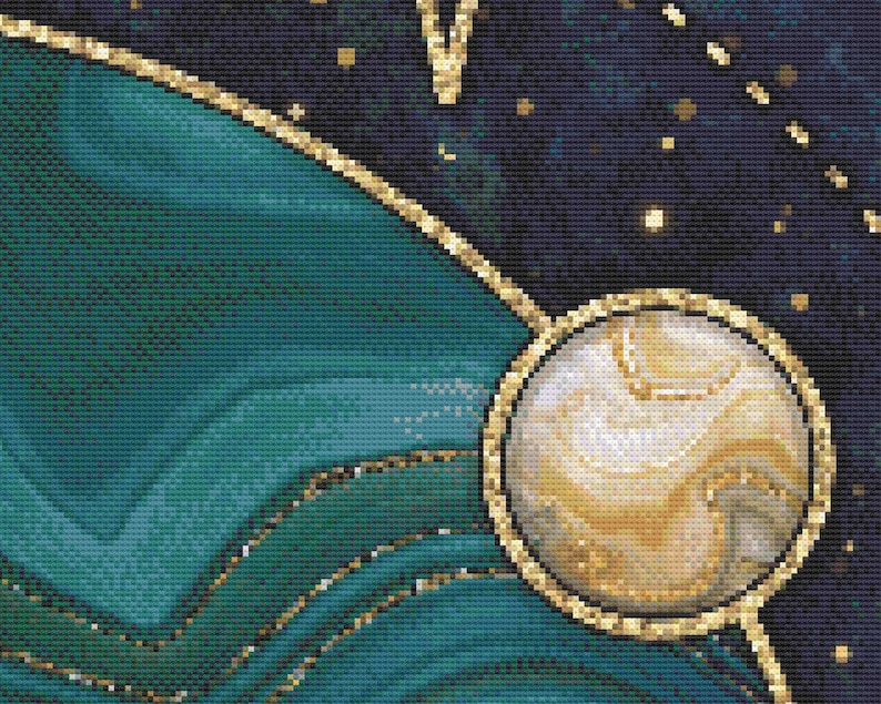 Gravity Modern Counted Cross Stitch Pattern. Full Coverage Moon XStitch Chart, PDF Digital Download, Pattern Keeper Compatible Design. image 2