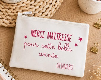Gepersonaliseerd bedankzakje voor de leerkracht – Eindejaarsgeschenk voor de leerkracht – Gepersonaliseerd etui met de naam van het kind