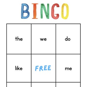 Sight Word Bingo