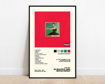 Kanye West /"My Beautiful Dark Twisted Fantasy/" Album Poster 12x12/" 24x24/" 32x32/"
