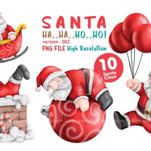 Santa Claus Christmas PNG Cliparts Bundle , Digital Download