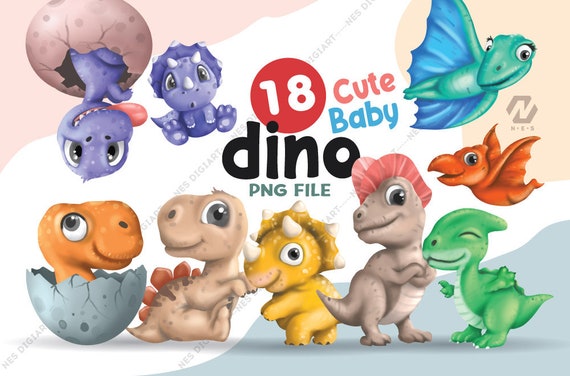 Cute Baby Dinosaurs PNG clipart, Instant Download