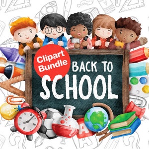 Back to school clipart PNG bundle, Instant Download
