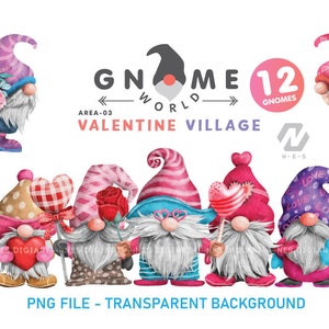 Gnome Valentine PNG Clipart, Gnome Watercolor, Instant Download