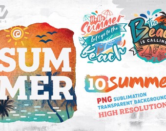 Summer Sublimation, beach Sublimation, summer clipart bundle, PNG file digital download