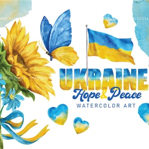 Ukraine Watercolor PNG Clipart, Instant Download