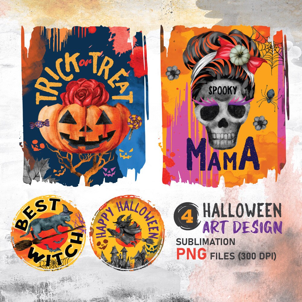 Halloween PNG Sublimation Design Bundle. - Etsy