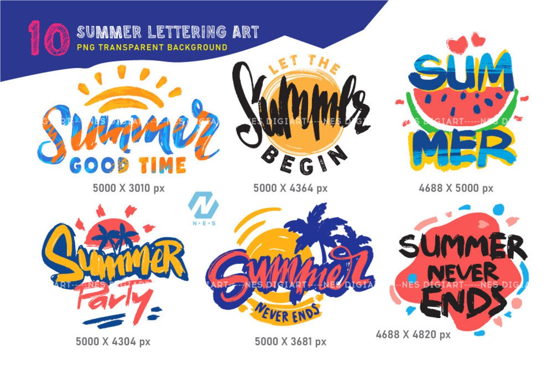 SUMMER Lettering PNG Clipart, Instant Download - Etsy