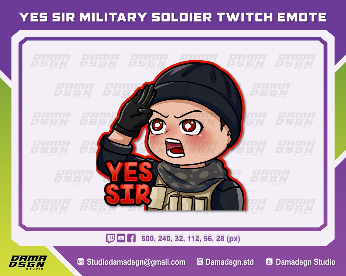 YES SIR Military Soldier Twitch Emotes Discord Emotes Red Etsy