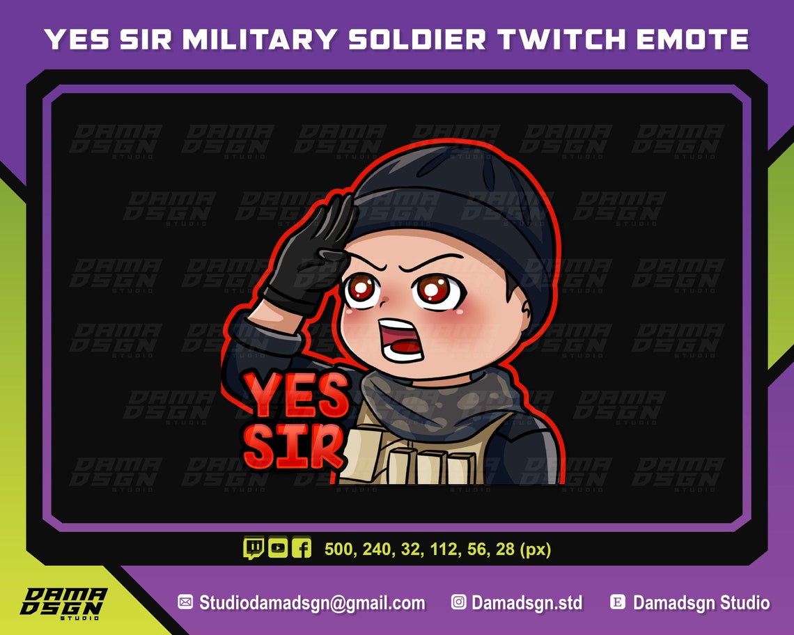 YES SIR Military Soldier Twitch Emotes Discord Emotes Red Etsy