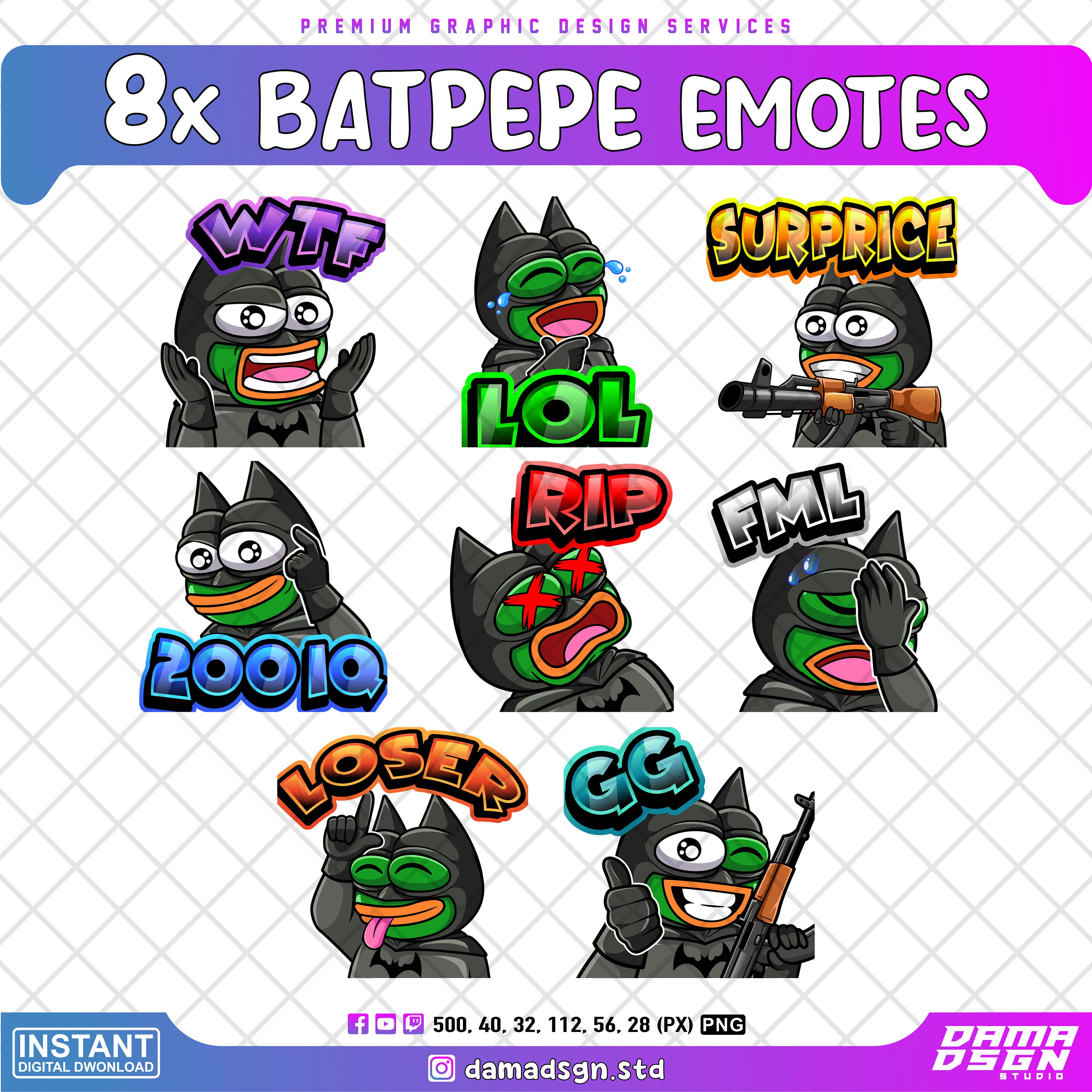 8x Bat PEPE Twitch Emotes Discord Emotes Youtube Emotes - Etsy
