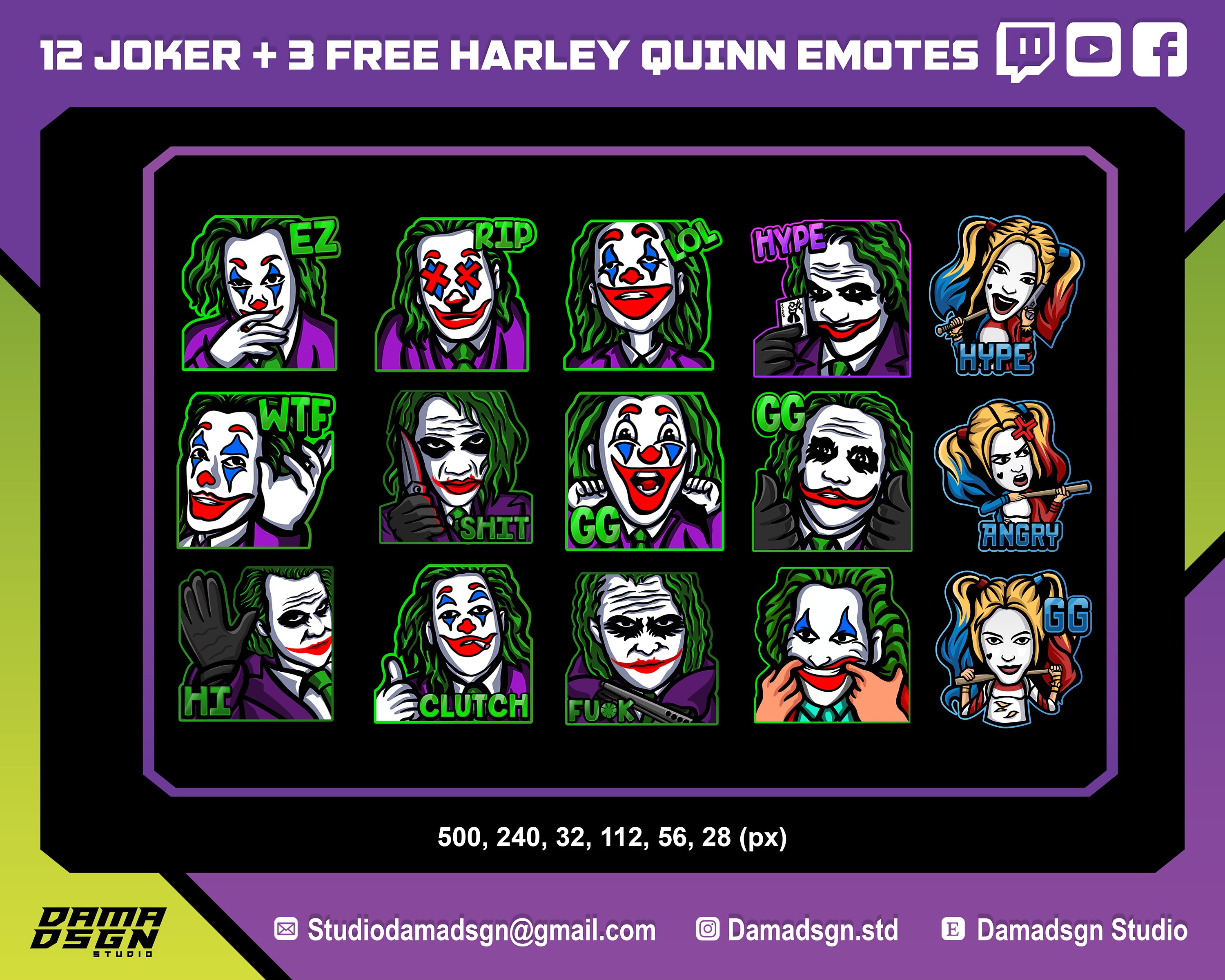 12 JOKER EMOTES 3 Free Harley Quinn Emotes - Etsy