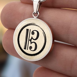 Alto (Viola) Clef Ink Brush Style Pendant Necklace with Gold or Silver Finish - Personalized Jewelry Gift for Musicians, engraved