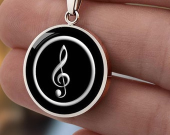 Engraved Treble Clef Pendant Necklace – Music Teacher Gift