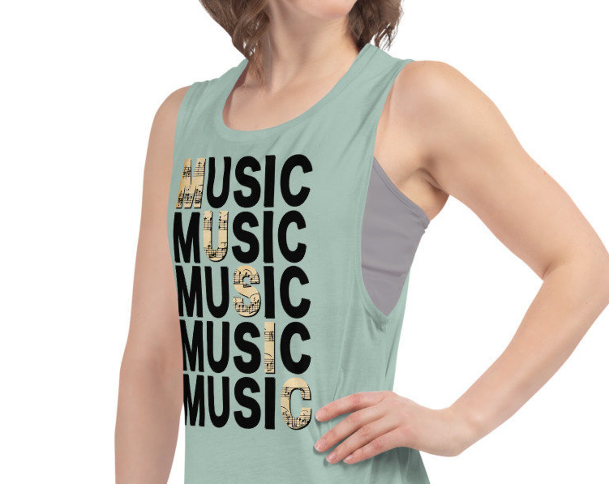 Discover Music Diagonal Design Sports Muscle Tank - Dusty