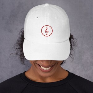 Music Red Treble Clef Embroidered Dad Hat, Gift for Musicians
