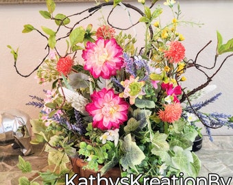 Spring- Summer Large Woodland Wildflower Arrangements.  Multiflora large centerpiece, Garden Spring Summer Table Arrangement, Gift,