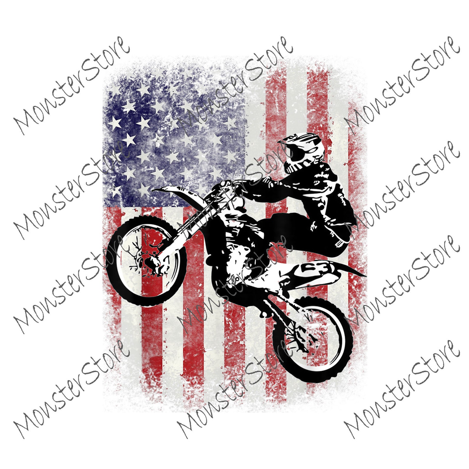 Dirt Bike American Flag Motocross Biker 4th of July Png | Etsy