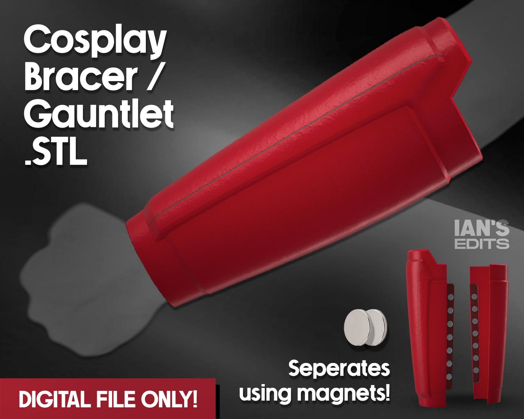 Hero Cosplay Bracer / Gauntlet 3D Model (STL OBJ) File, Magnetic Armor ...