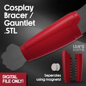 Hero Cosplay Bracer / Gauntlet 3D Model (STL OBJ) File, Magnetic Armor
