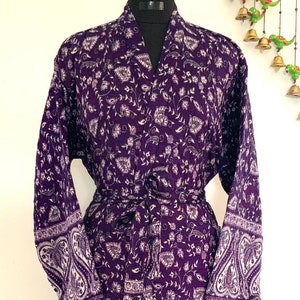 Unisex Yak Wool Blend Purple Heart Kimono/Robe, hecho a mano, especial de invierno, bata de casa, bata, bata tradicional, perfecto para regalo de Navidad