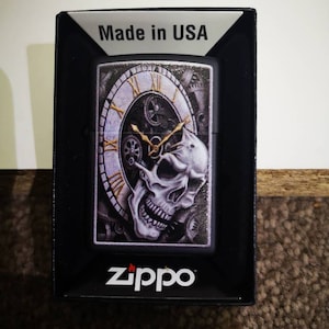 New Skull Clock Original Genuine Zippo Lighter
