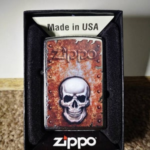 New Rusted Skull Design Original Genuine Zippo Lighter