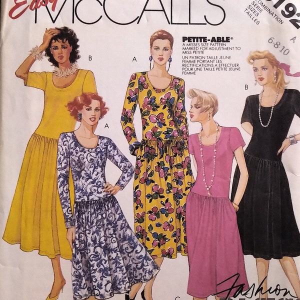 Vintage 80's McCall's 3192 Dress Sewing Pattern Vintage Dropwaist Size 6-8-10 (Bust 30-1/2"- 32-1/2")