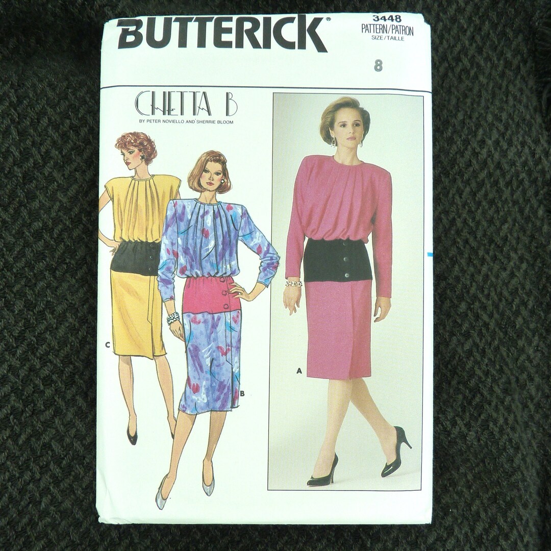 Vintage 80s Chetta B Dress Sewing Pattern Butterick 3448, Size 8 - Etsy