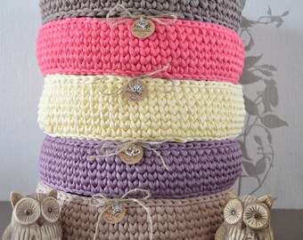 Crochet basket, storage basket utensils, crochet basket decoration handmade, crochet cotton cord great GIFT IDEE