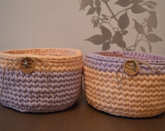 Crochet basket, set of 2 baskets, bowl, utensil baskets, storage baskets, gift idea, decoration, textile yarn, handmade