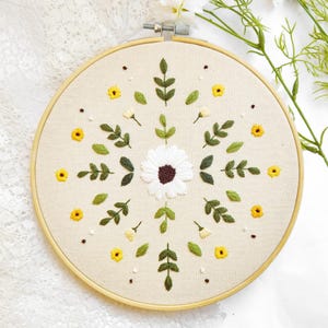 Hand-Embroidered Mandala Flower Hoop Art: Jewish Home Decor