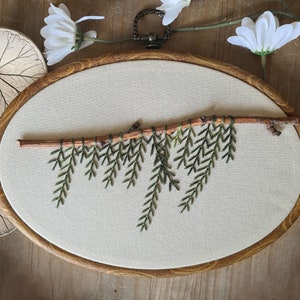 Handmade Embroidery Hoop Art: Real Branch Wall Decor