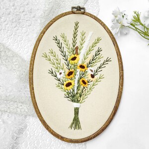 Handmade Floral Embroidery Hoop Art: Unique Bouquet Wall Decor