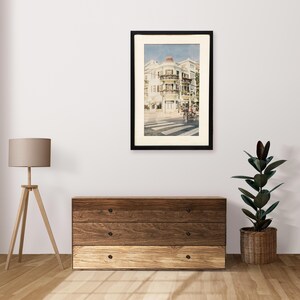 Framed Tel Aviv Embroidery Art: Handmade Textile Wall Decor