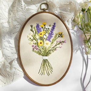 Finished Unique bouquet of flower Embroidery Hoop Art - Embroidery Wall Decor - Hand Embroidery, wall art