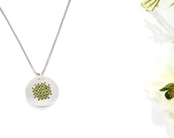 Handmade Embroidered Sterling Silver Necklace: Wearable Fiber Art