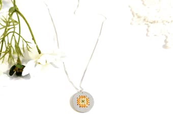 Handmade Embroidered Sterling Silver Necklace: Wearable Fiber Art