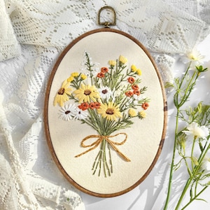 Finished Unique bouquet of flower Embroidery Hoop Art - Embroidery Wall Decor - Hand Embroidery, wall art