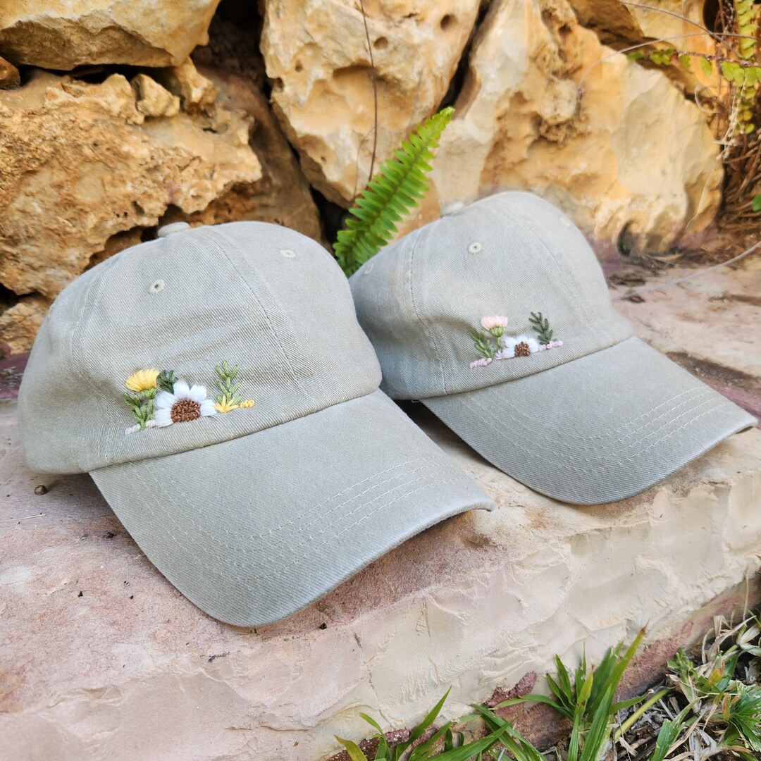 Hand-embroidered Floral Baseball Cap: One-of-a-kind Summer Hat - Etsy