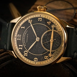 Gold watch men Luxury watch Handmade watch Marriage watch Gold watch Flagman watch Mechanical watch Engraved watch Dress watch Gift for men