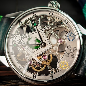 Skeleton watch Masonic watch Steampunk watch Marriage watch Handmade watch Freemason watch Mens skeleton watch Gift for husband